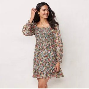 LC Lauren Conrad Smocked Floral Dress Medium